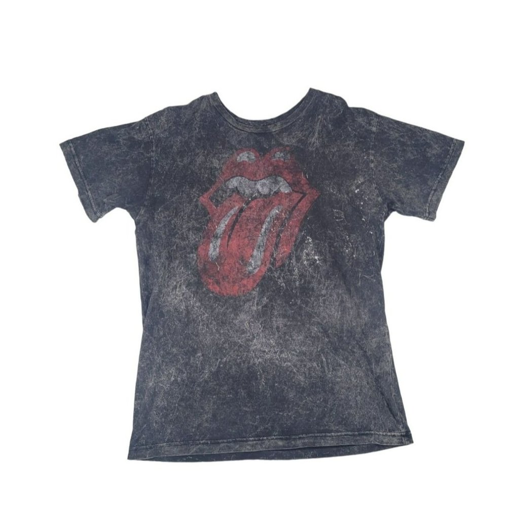 Rolling Stones T-shirt Women's Size Extra Large Black And White Tie Dye Spatter